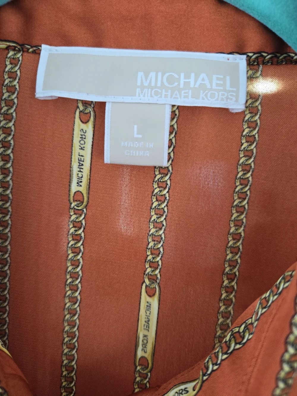 2-Michael Kors Button-Down Shirt Pair in White and Rust Orange - Picture 2 of 11